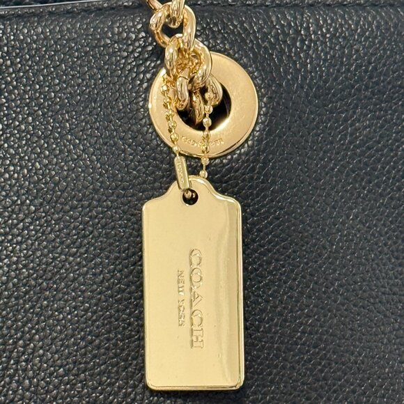 COACH TURNLOCK CHAIN TOTE Black Pebbled Leather Shoulder Bag Work Travel Casual - Picture 4 of 16